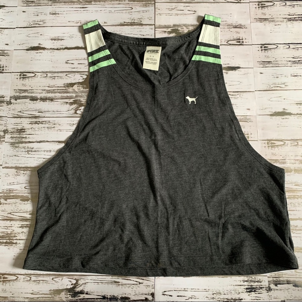 PINK Victoria’s Secret Gray Striped Muscle Tank